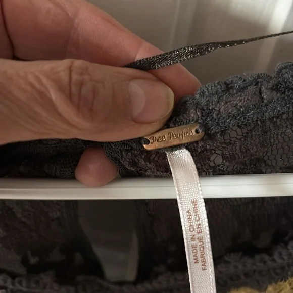 Free People Elegant Black Lace Top with Gold Detailing - Picture 3 of 3